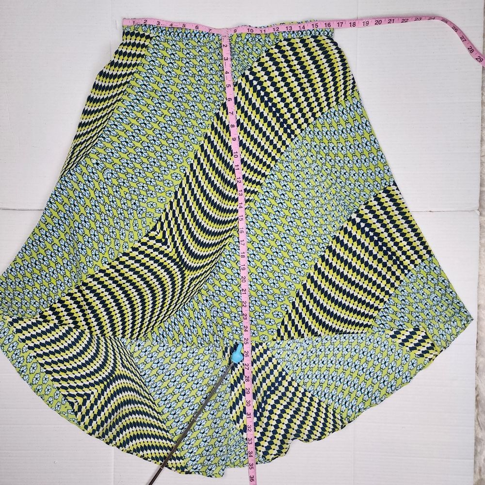 Laundry By Shelli Segal Flowy Skirt Midi Skirt High-low Green Blue Size 12 - Picture 7 of 14